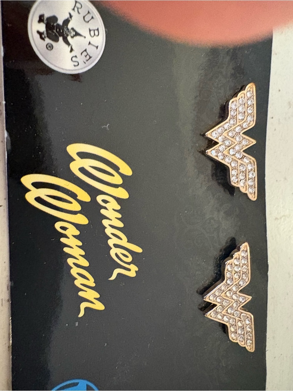Wonder Woman Gold  Tone Crystal Stud Earrings